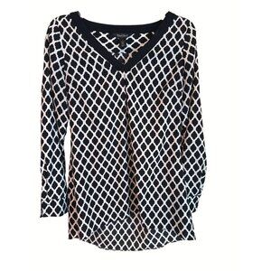 White House Black Market Long Sleeve Geometric Print Blouse Size 4